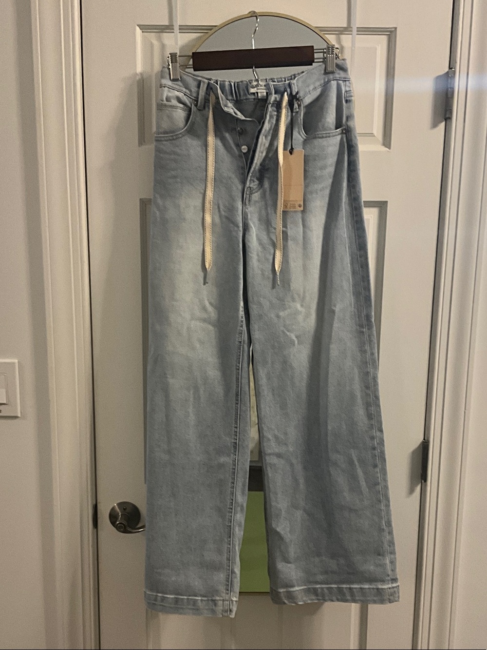 Scotch & Soda Light Blue Relaxed Wide-Leg Jeans with Drawstring